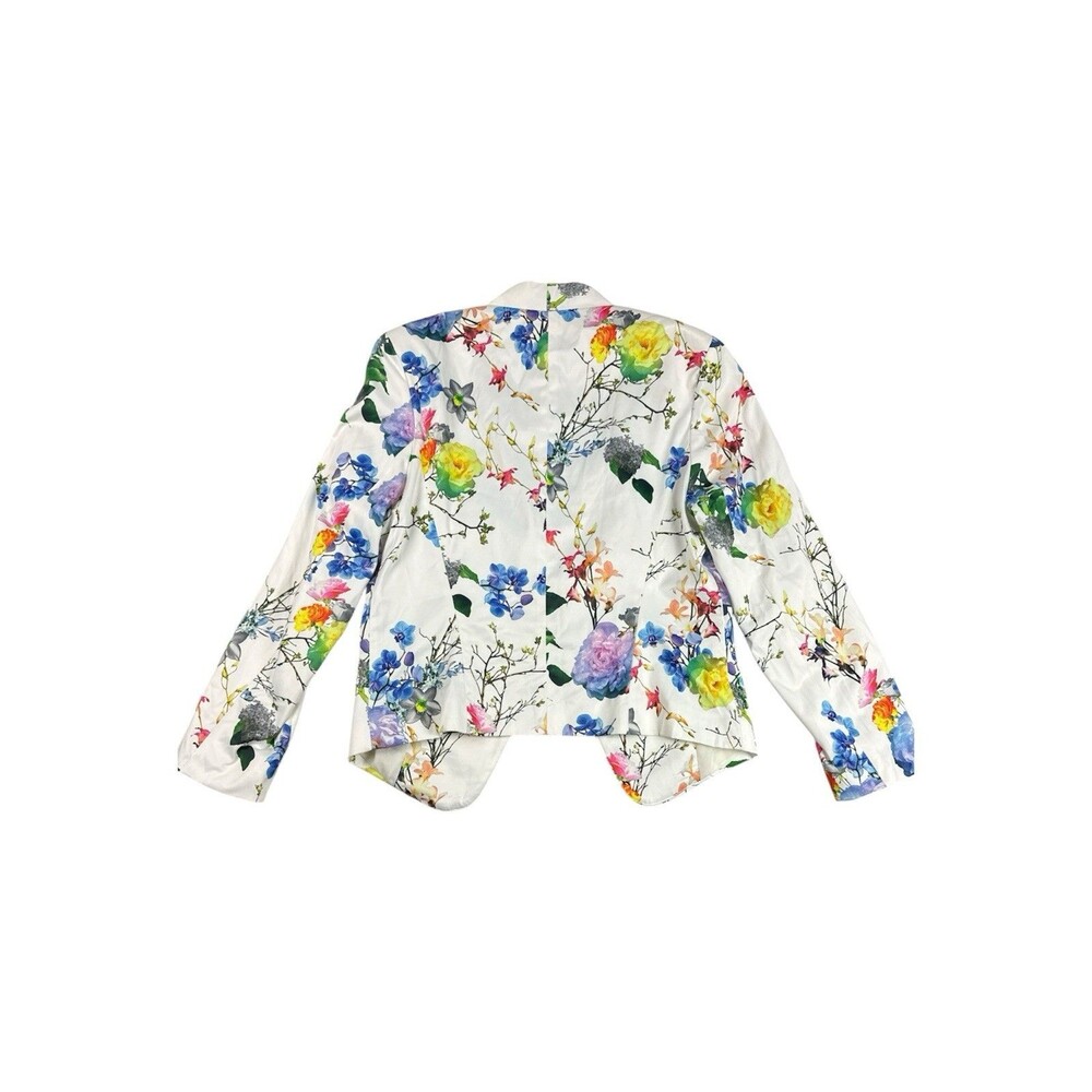 OVI Floral Blazer Skirt Suit Set Women’s Medium White Multicolor Cotton Stretch - Picture 6 of 14
